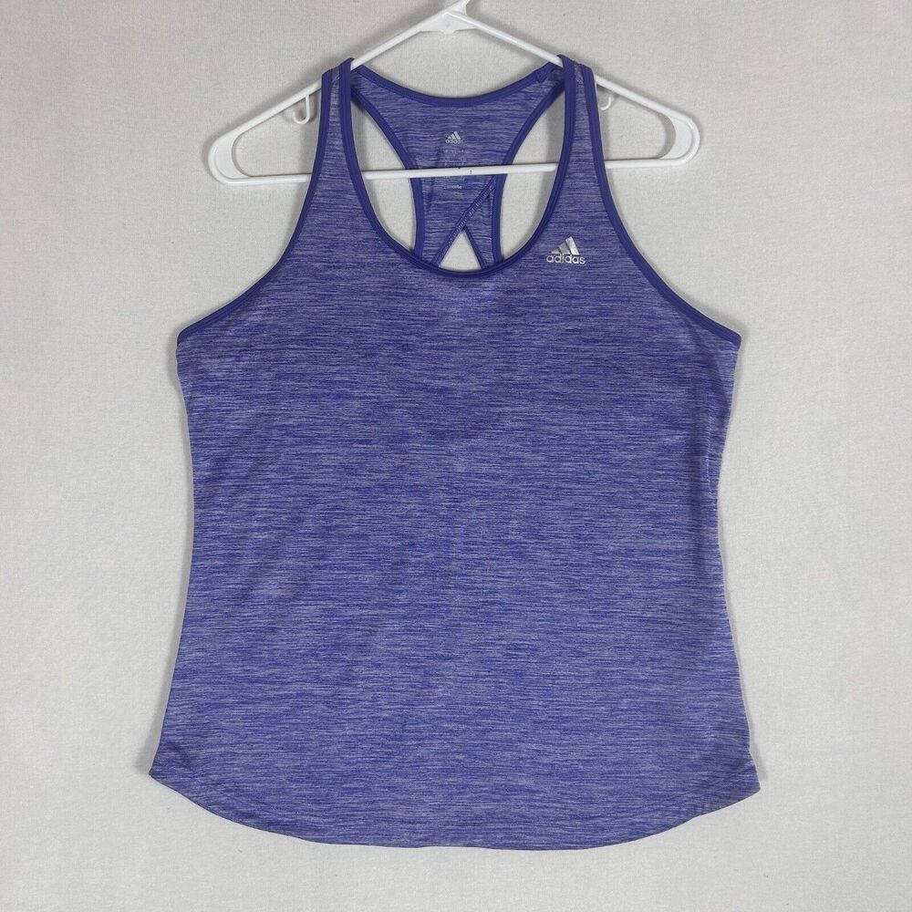 Adidas Climalite Womens Large Blue Crossback Athletic Tank Top Gym Fitness Lift